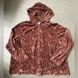 🥳3 for $20🥳 Charter Club Paisley Velvet Hoodie in Burgundy and Gold